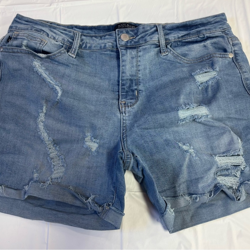 Judy Blue Medium Blue Distressed Jean Shorts